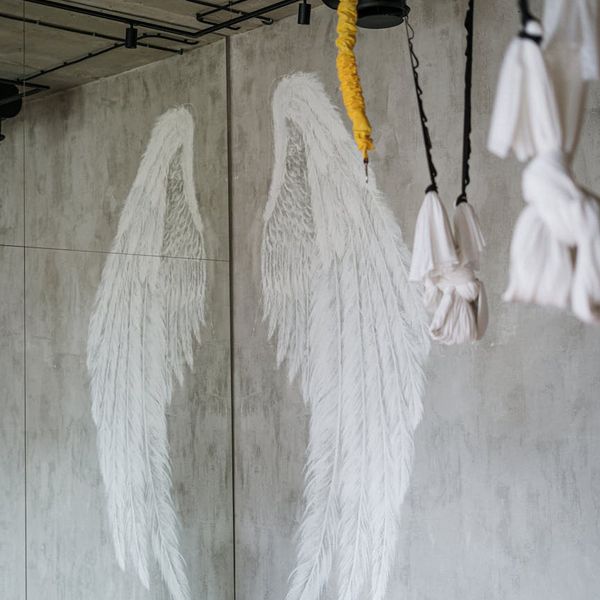 Abstract shadows on a wall in a yoga studio